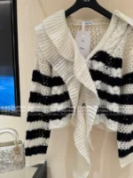 Dior 2025 Early Fall Collection ⭐️ Ruffle Fringe Sweater - Black & White Contrast Embroidered Pullover - Image 12