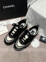 Chanel 2025B Fall/Winter Collection 🔎 Classic Quilted Panda 🐼 Black & White Color-Block Platform Sneakers 👟 - Chunky Lift Sole - Image 21