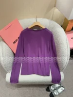 miumiu Stunning New Colorway 💜 25SS Spring/Summer Collection - Jacquard Letter Logo Embroidered Long-Sleeve Knit (Brightening & Flattering~) - Image 3