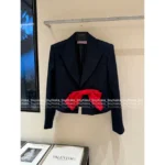 VALENTINO 2025SS French Retro Style ♥️ Silk Satin Suit Set - Handmade Bow V-Neck Polka Dot Blazer & Shorts - Image 11