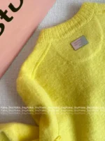ACNE STUDIOS 2025SS Early Fall Collection 🍋 Supermodel-Approved Cardigan - Imported Mohair Blend Asymmetric Knit - Image 6