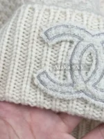 Chanel 2024N Ski Collection 🖤 Heavyweight Cashmere Scarf / Knit Beanie with Metallic Logo - Ultra Warmth & Face-Slimming Effect - Image 23