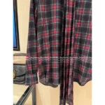 Saint Laurent 2025 Early Fall Collection 🖤 ROSÉ-Inspired Plaid Silk Shirt - Detachable Ribbon Tie & Dramatic Cuffs (Blackpink Style) - Image 6