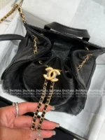 Chanel 25/26 Fall/Winter Collection 🖤 25Bag Drawstring Backpack - Caviar Leather Mini Backpack w/ Chain Strap ⛓️🎒 - Image 27