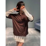 miumiu 25SS Early Autumn New Collection 🔛 Crewneck Two-in-One Style Letter Logo Long-Sleeve T-Shirt, Loose Fit, 100% Cotton - Image 10