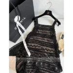 Chanel 2025B Spring/Summer Collection 🖤 Sheath Slit Dress - Lace Cut-Out Detailing & Silk Lining - Image 8