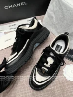 Chanel 2025B Fall/Winter Collection 🔎 Classic Quilted Panda 🐼 Black & White Color-Block Platform Sneakers 👟 - Chunky Lift Sole - Image 20