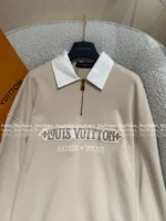 Louis Vuitton 2025SS Early Fall Collection 🤍 Mock Two-Layer Zip Hoodie - V-Neck Panel Pullover with Embroidered Logo - Image 5