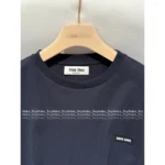 miumiu 25SS Early Fall Collection 🔛 Mock Two-Layer Tee - Round Neck Long Sleeve Shirt w/ Letter Logo & 100% Cotton - Image 12