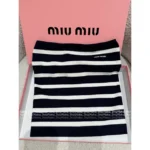 miumiu 2025SS Spring/Summer Collection 🖤 Black & White Contrast Knit Top - Stretch Letter Logo Bandeau Women's Top - Image 13