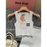 miumiu 25SS Spring/Summer Collection 🤍 Panda Color-Block Set - Sleeveless Knit Tank & Bodycon Skirt w/ Letter Logo - Image 13