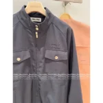 miumiu 2025SS Early Fall Collection 🆕 Women's Baseball Jacket - Metallic Button Stand Collar w/ Utility Pockets (American Retro Style) - Image 18