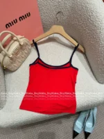 miumiu 25SS Spring/Summer Collection ♥️ American Retro Sport Top - Stretch Fit Color-Block Logo Tank - Image 24