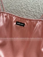 miumiu 2025SS Spring/Summer Collection 🎀 Satin Slip Dress - Pink Glossy Strapless Mini with Embroidered Logo - Image 24