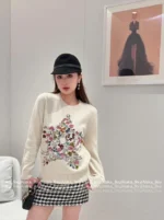 Dior 2025 Early Autumn Collection ⭐️ Colorful Yarn Jacquard Logo Sweater - Round Neck Star-Pattern Wool Knit Women's Pullover - Image 35