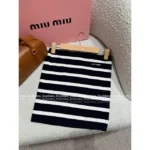 miumiu 2025SS Spring/Summer Collection 🖤 Black & White Contrast Knit Top - Stretch Letter Logo Bandeau Women's Top - Image 12