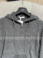 Dior 2025SS Early Fall Collection 🩶 Premium Gray Hooded Cardigan - Embroidered Logo Zip-Up w/ Cashmere-Wool Blend - Image 31