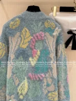 Chanel 25B Early Fall Collection 🌈 Macaron Ice Blue Tie-Dye Cardigan - Long-Hair Mohair/Wool Blend Knit Coat - Image 24