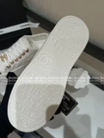 Chanel 2025B Early Fall Collection 🔍 Platform Biscuit Sneakers - Metallic Logo & Color-Block Design (3 Colors) - Image 7