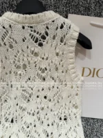 Dior 2025 Early Fall Collection ⭐ Beige Open-Knit Vest - Crochet Cardigan & Tank Top Set - Image 16