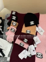 Chanel 25B Fall/Winter Collection ❄️ Towel-Embroidered Logo Set - 100% Kashmir Cashmere Scarf/Beanie/Gloves - Image 28