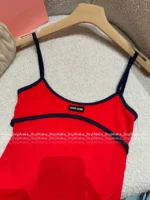 miumiu 25SS Spring/Summer Collection ♥️ American Retro Sport Top - Stretch Fit Color-Block Logo Tank - Image 23