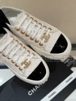 Chanel 2025B Early Fall Collection 🔍 Platform Biscuit Sneakers - Metallic Logo & Color-Block Design (3 Colors) - Image 26