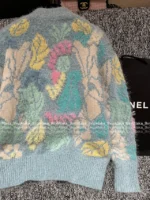 Chanel 25B Early Fall Collection 🌈 Macaron Ice Blue Tie-Dye Cardigan - Long-Hair Mohair/Wool Blend Knit Coat - Image 23