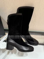 Chanel 🤎 25A Fall/Winter New Handcraft Studio Collection — Premium Suede & Leather Patchwork Mid-Calf Block Heel Boots - Image 16