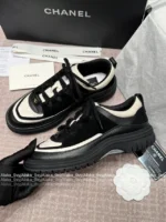 Chanel 2025B Fall/Winter Collection 🔎 Classic Quilted Panda 🐼 Black & White Color-Block Platform Sneakers 👟 - Chunky Lift Sole - Image 17