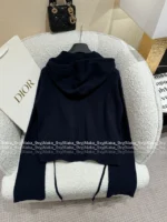 Dior 2025SS Early Fall Collection 🩶 Premium Gray Hooded Cardigan - Embroidered Logo Zip-Up w/ Cashmere-Wool Blend - Image 29