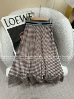 Loewe 2025SS Designer Embroidery Set 🤎 Back-Slit Plaid Shirt + Asymmetric Skirt - Autumn New Arrival - Image 13