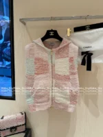 Chanel 25M Early Fall Collection 🌈 Macaron Color-Block Vest - Terry Fabric Hooded Sleeveless Top & V-Cardigan - Image 31