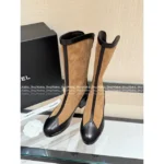 Chanel 🤎 25A Fall/Winter New Handcraft Studio Collection — Premium Suede & Leather Patchwork Mid-Calf Block Heel Boots