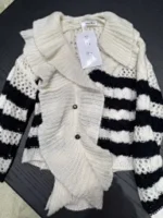 Dior 2025 Early Fall Collection ⭐️ Ruffle Fringe Sweater - Black & White Contrast Embroidered Pullover - Image 2