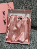 miumiu 2025SS Spring/Summer Collection 🎀 Satin Slip Dress - Pink Glossy Strapless Mini with Embroidered Logo - Image 21