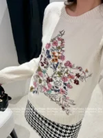 Dior 2025 Early Autumn Collection ⭐️ Colorful Yarn Jacquard Logo Sweater - Round Neck Star-Pattern Wool Knit Women's Pullover - Image 32
