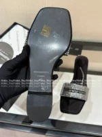 ALEXANDERWANG 2025SS Spring/Summer Collection 🎀 Crystal-Embellished Logo Slides - Leather-Sole Women's Sandals - Image 14