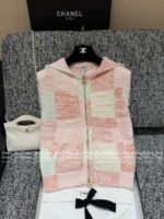 Chanel 25M Early Fall Collection 🌈 Macaron Color-Block Vest - Terry Fabric Hooded Sleeveless Top & V-Cardigan - Image 30