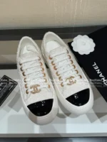 Chanel 2025B Early Fall Collection 🔍 Platform Biscuit Sneakers - Metallic Logo & Color-Block Design (3 Colors) - Image 5