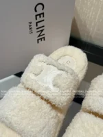 Chanel 2025SS Fall/Winter Collection 🐑 Embroidered Logo Sheepskin Slippers - Chunky Sole Slide-On Mules - Image 22
