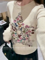 Dior 2025 Early Autumn Collection ⭐️ Colorful Yarn Jacquard Logo Sweater - Round Neck Star-Pattern Wool Knit Women's Pullover - Image 31