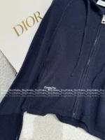 Dior 2025SS Early Fall Collection 🩶 Premium Gray Hooded Cardigan - Embroidered Logo Zip-Up w/ Cashmere-Wool Blend - Image 27