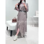 Loewe 2025SS Designer Embroidery Set 🤎 Back-Slit Plaid Shirt + Asymmetric Skirt - Autumn New Arrival - Image 11