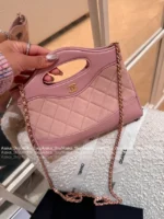 Chanel 2025P Spring/Summer Collection 🌸 Sakura Pink 31 Nano Chain Bag - Genuine Suede w/ Multi-Way Strap & YKK Hardware (Gift Box Packaging) ⛓️ - Image 4