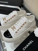 Chanel 2025B Early Fall Collection 🔍 Platform Biscuit Sneakers - Metallic Logo & Color-Block Design (3 Colors) - Image 4