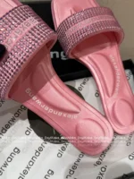 ALEXANDERWANG 2025SS Spring/Summer Collection 🎀 Crystal-Embellished Logo Slides - Leather-Sole Women's Sandals - Image 12