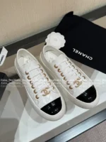 Chanel 2025B Early Fall Collection 🔍 Platform Biscuit Sneakers - Metallic Logo & Color-Block Design (3 Colors) - Image 3