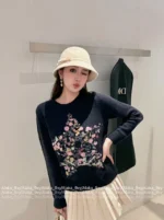 Dior 2025 Early Autumn Collection ⭐️ Colorful Yarn Jacquard Logo Sweater - Round Neck Star-Pattern Wool Knit Women's Pullover - Image 29