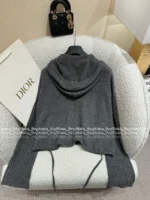 Dior 2025SS Early Fall Collection 🩶 Premium Gray Hooded Cardigan - Embroidered Logo Zip-Up w/ Cashmere-Wool Blend - Image 25